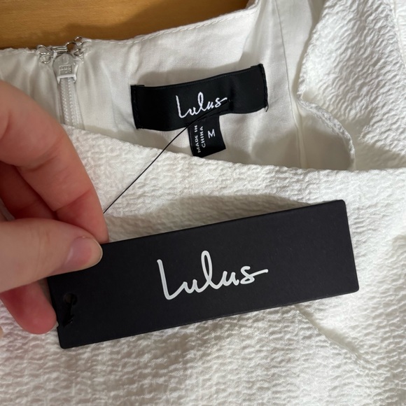 Lulus Little Bit In Love White Surplice Puff Sleeve Mini Dress Size Medium Brida - Picture 4 of 5